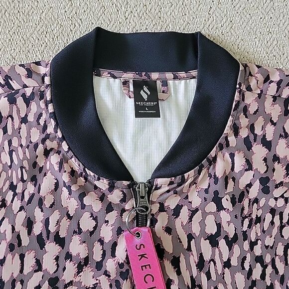 Skechers Cheetah Animal Print Pink Black Lightweight Jacket - Size Large - Picture 5 of 16